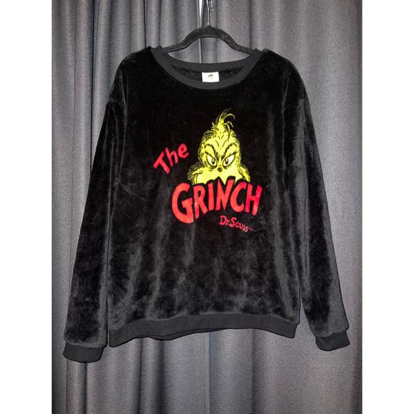 Ugly Christmas Sweater Xmas Sweatshirt Fleece Crewneck Size Large Grinch - Picture 1 of 3